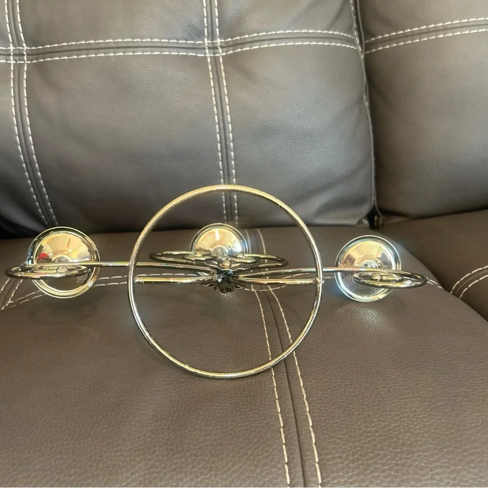 Home Interiors Brass-Tone Scroll 3-Arm Candle Holders Set of two